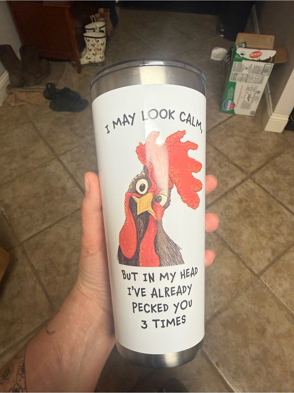 White Rooster Print Stainless Tumbler - Pets Bird